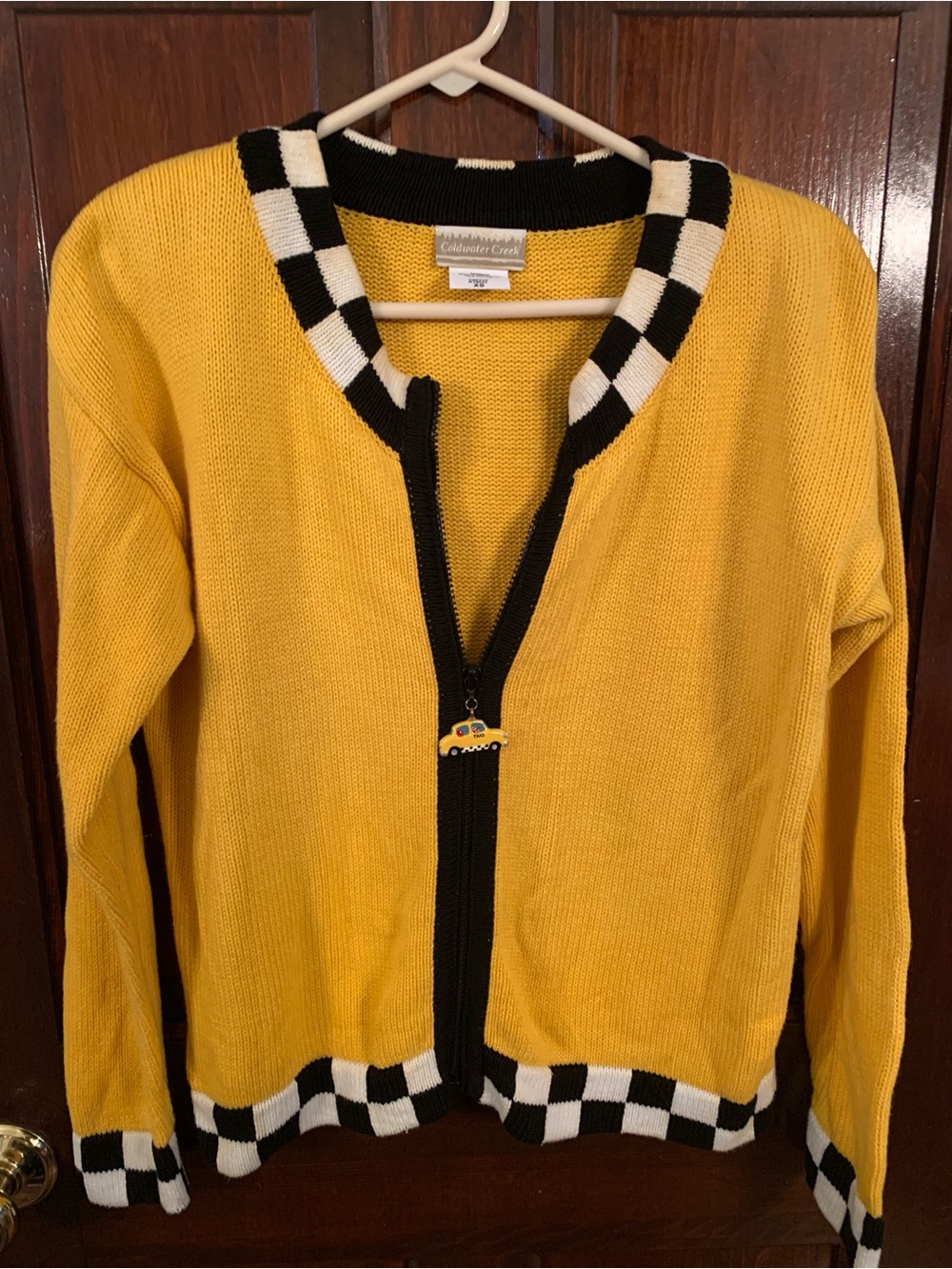 Coldwater Creek Vintage 90s Kitsch NYC Taxi Cotton Cardigan - Picture 1 of 2